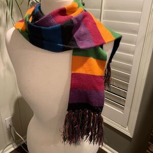 Multi color acrylic scarf with fringe by Cejon
